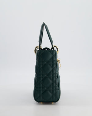 Christian Dior Small Lady Dior My ABCDior Bag In Forest Green Cannage Lambskin with Champagne Gold Hardware RRP £5,200