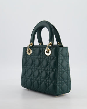 Christian Dior Small Lady Dior My ABCDior Bag In Forest Green Cannage Lambskin with Champagne Gold Hardware RRP £5,200
