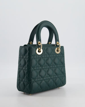 Christian Dior Small Lady Dior My ABCDior Bag In Forest Green Cannage Lambskin with Champagne Gold Hardware RRP £5,200