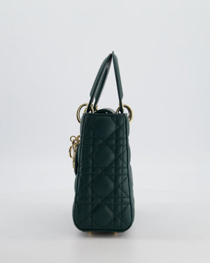 Christian Dior Small Lady Dior My ABCDior Bag In Forest Green Cannage Lambskin with Champagne Gold Hardware RRP £5,200