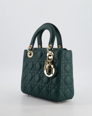 Christian Dior Small Lady Dior My ABCDior Bag In Forest Green Cannage Lambskin with Champagne Gold Hardware RRP £5,200