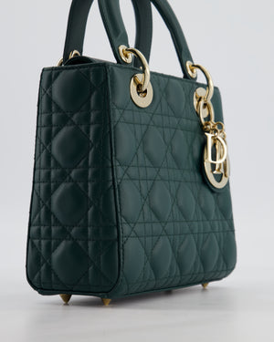 Christian Dior Small Lady Dior My ABCDior Bag In Forest Green Cannage Lambskin with Champagne Gold Hardware RRP £5,200