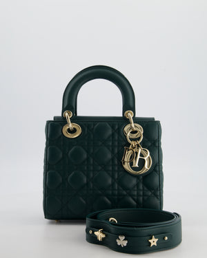 Christian Dior Small Lady Dior My ABCDior Bag In Forest Green Cannage Lambskin with Champagne Gold Hardware RRP £5,200