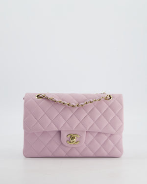 *HOT* Chanel Small Classic Double Flap Bag in Lilac Caviar Leather with Champagne Gold Hardware