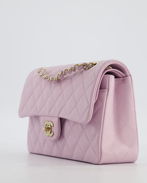 *HOT* Chanel Small Classic Double Flap Bag in Lilac Caviar Leather with Champagne Gold Hardware