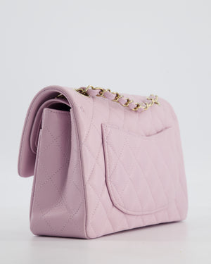 *HOT* Chanel Small Classic Double Flap Bag in Lilac Caviar Leather with Champagne Gold Hardware