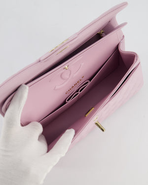 *HOT* Chanel Small Classic Double Flap Bag in Lilac Caviar Leather with Champagne Gold Hardware