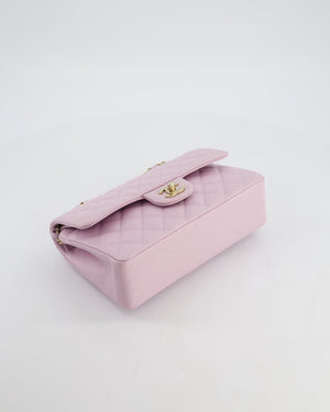 *HOT* Chanel Small Classic Double Flap Bag in Lilac Caviar Leather with Champagne Gold Hardware