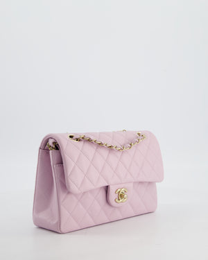 *HOT* Chanel Small Classic Double Flap Bag in Lilac Caviar Leather with Champagne Gold Hardware