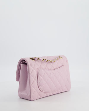 *HOT* Chanel Small Classic Double Flap Bag in Lilac Caviar Leather with Champagne Gold Hardware