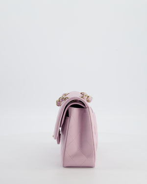 *HOT* Chanel Small Classic Double Flap Bag in Lilac Caviar Leather with Champagne Gold Hardware