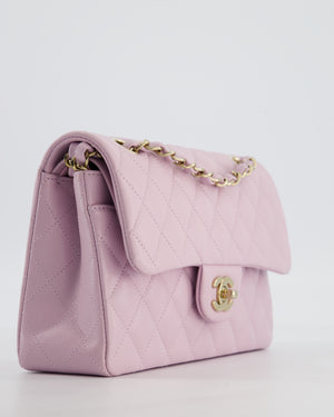 *HOT* Chanel Small Classic Double Flap Bag in Lilac Caviar Leather with Champagne Gold Hardware