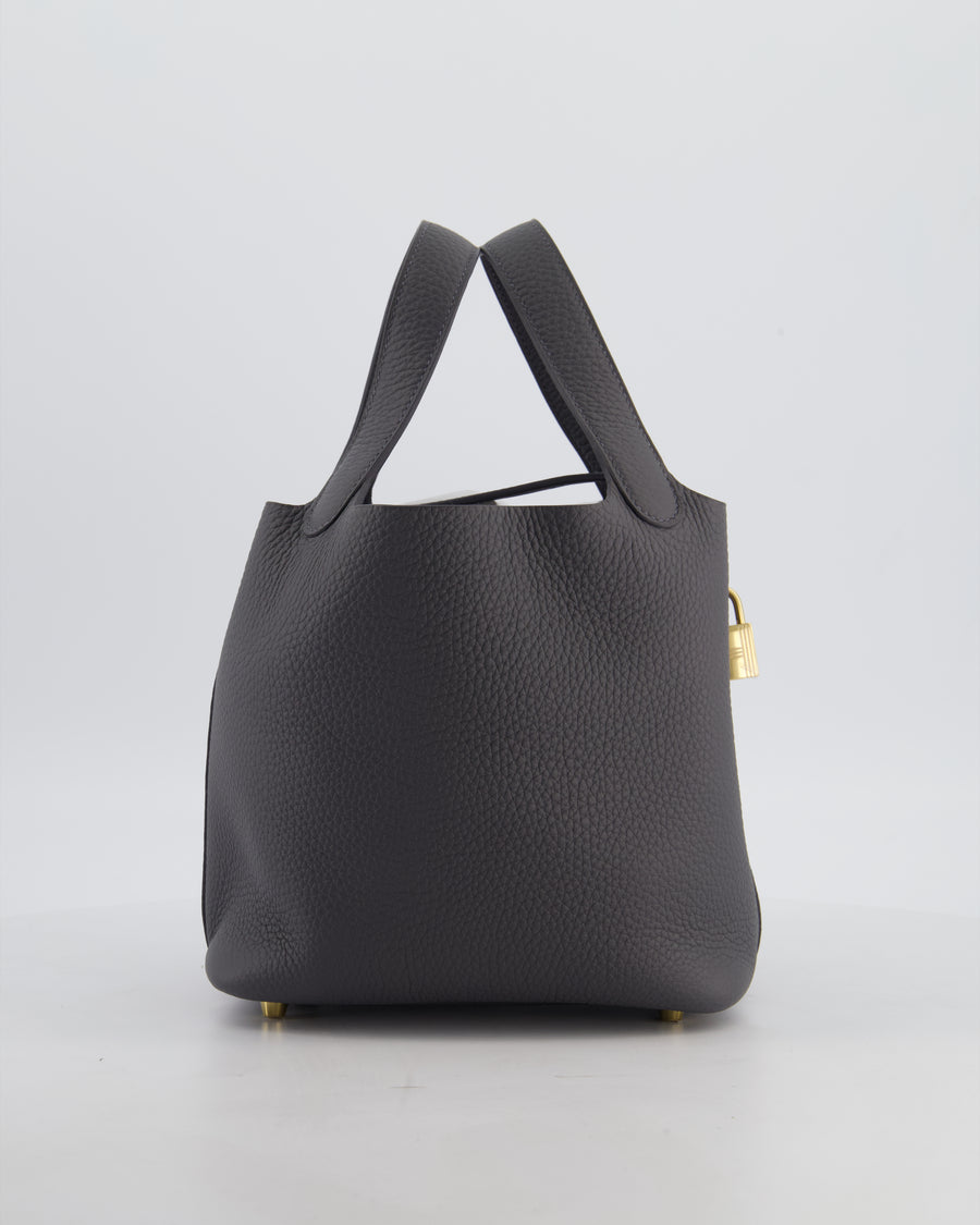 Hermès Picotin Lock 18 Bag in Ardoise Clemence Leather with Permabrass Hardware