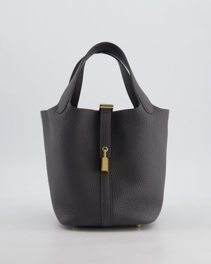 Hermès Picotin Lock 18 Bag in Ardoise Clemence Leather with Permabrass Hardware