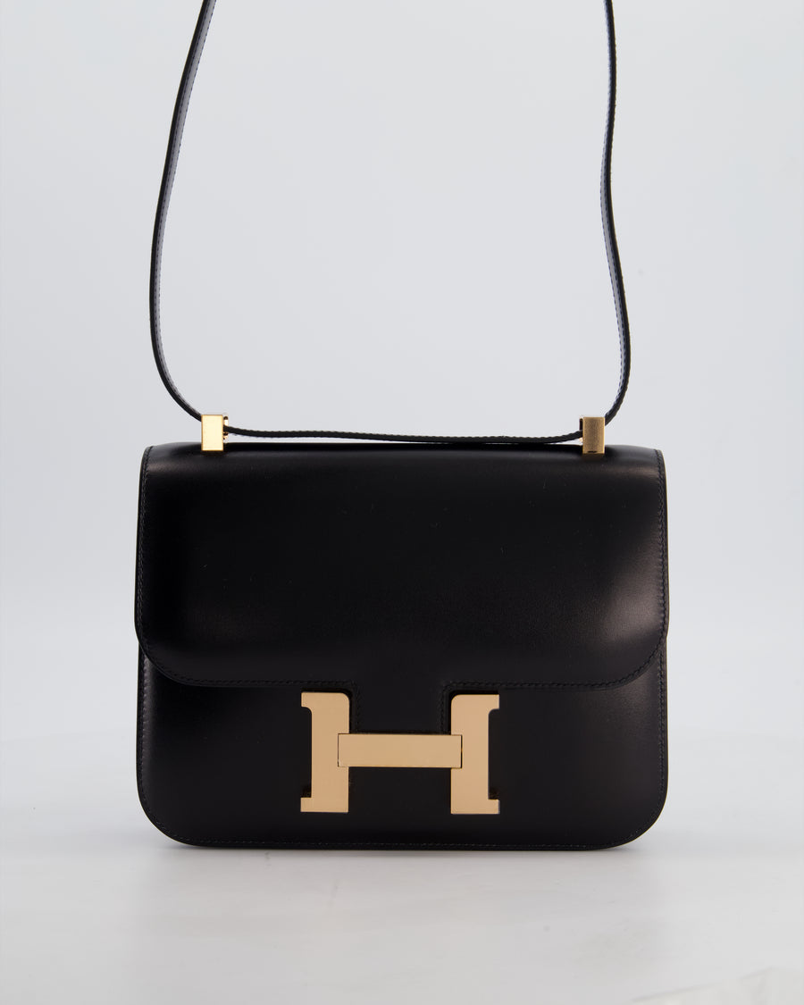 *SUPER RARE* Hermès Constance III Miroir 24 Bag in Noir Box Leather with Rose Gold Hardware