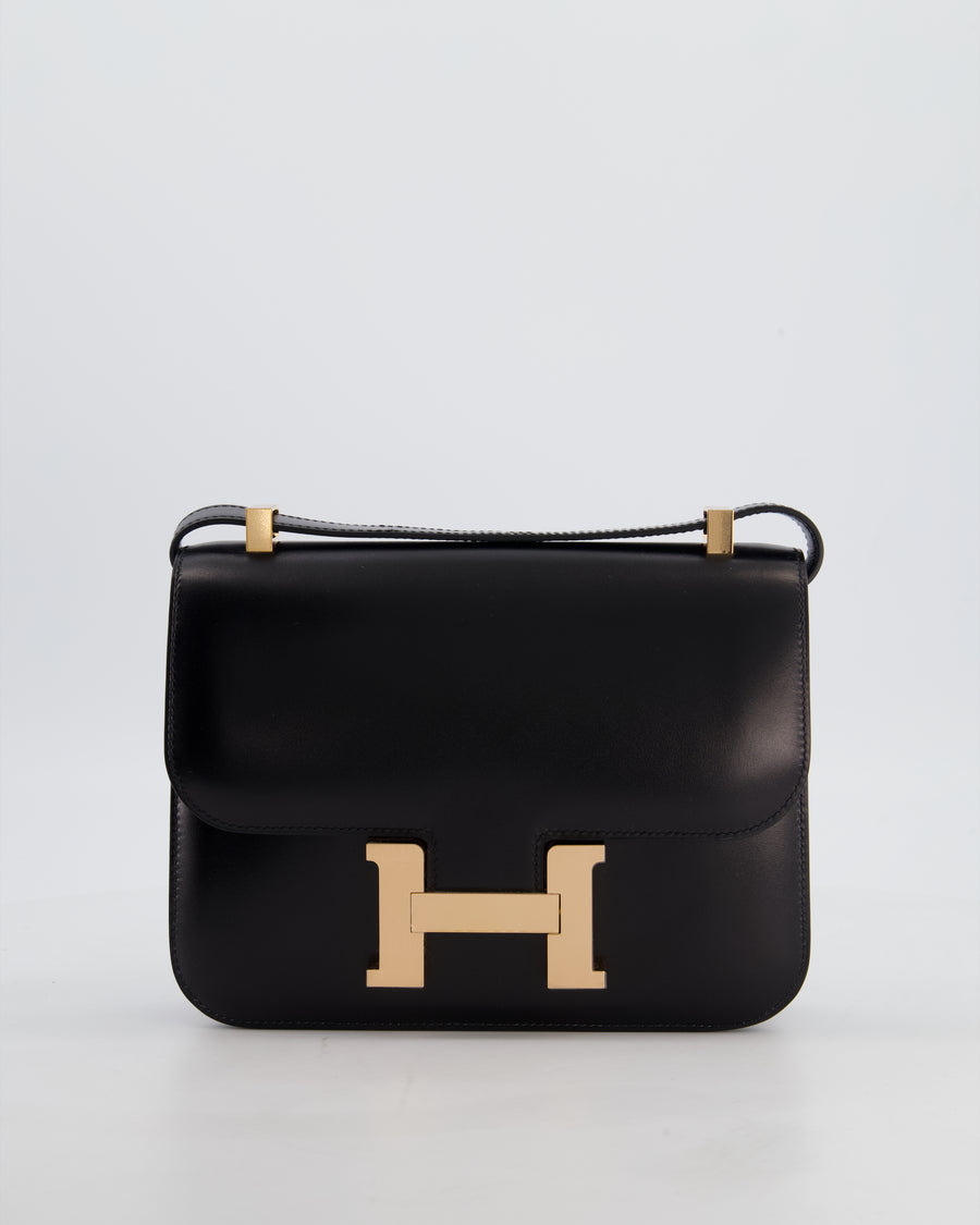 *SUPER RARE* Hermès Constance III Miroir 24 Bag in Noir Box Leather with Rose Gold Hardware