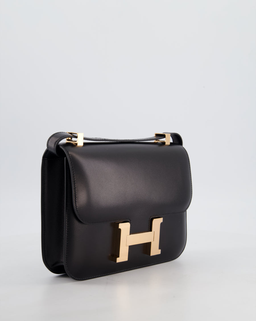 *SUPER RARE* Hermès Constance III Miroir 24 Bag in Noir Box Leather with Rose Gold Hardware