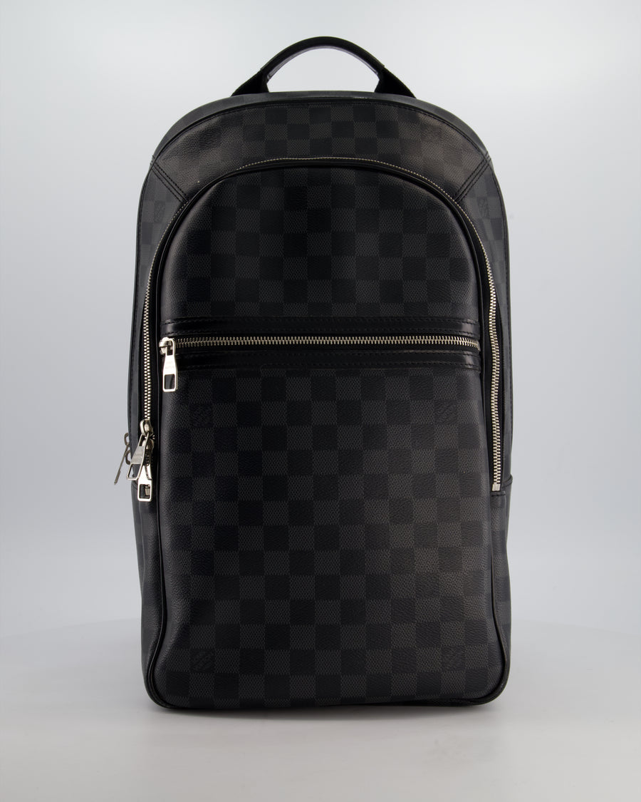 Louis Vuitton Grey Michael Backpack in Damier Graphite Canvas with Silver Hardware
