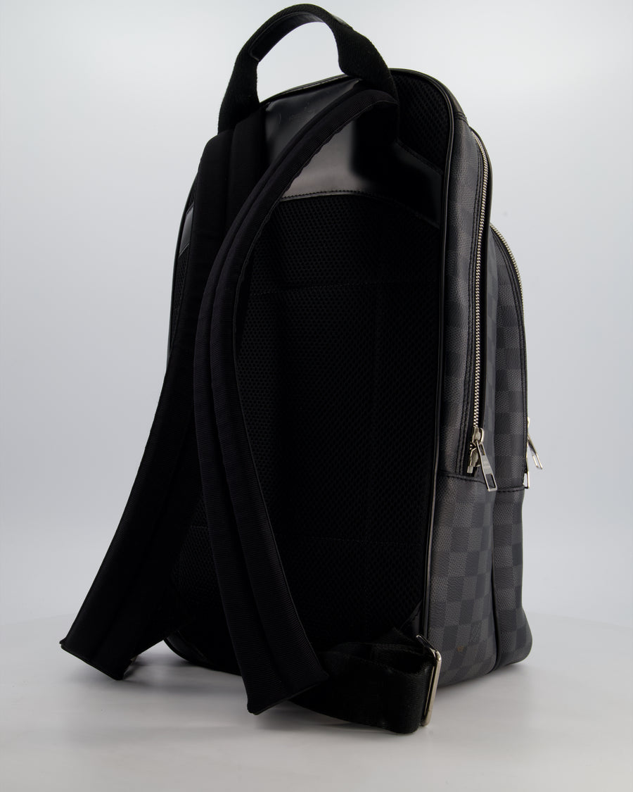 Louis Vuitton Grey Michael Backpack in Damier Graphite Canvas with Silver Hardware