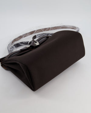 *HOT & RARE* Hermès Herbag 31 Zip Bag in Ebene Toile Militaire Canvas, Ebene Vache Hunter Leather with Palladium Hardware