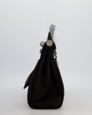 *HOT & RARE* Hermès Herbag 31 Zip Bag in Ebene Toile Militaire Canvas, Ebene Vache Hunter Leather with Palladium Hardware