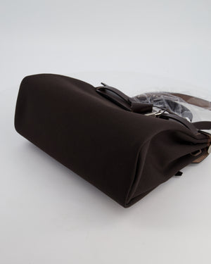*HOT & RARE* Hermès Herbag 31 Zip Bag in Ebene Toile Militaire Canvas, Ebene Vache Hunter Leather with Palladium Hardware