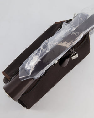 *HOT & RARE* Hermès Herbag 31 Zip Bag in Ebene Toile Militaire Canvas, Ebene Vache Hunter Leather with Palladium Hardware