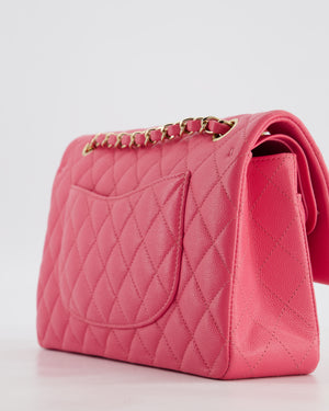 Chanel Medium Classic Double Flap Bag in Hot Pink Caviar Leather with Champagne Gold Hardware