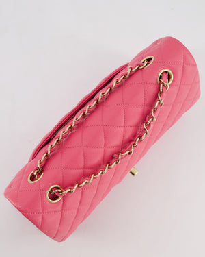 Chanel Medium Classic Double Flap Bag in Hot Pink Caviar Leather with Champagne Gold Hardware