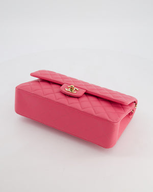 Chanel Medium Classic Double Flap Bag in Hot Pink Caviar Leather with Champagne Gold Hardware