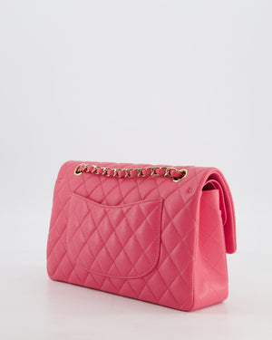 Chanel Medium Classic Double Flap Bag in Hot Pink Caviar Leather with Champagne Gold Hardware