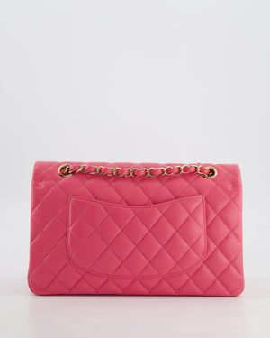 Chanel Medium Classic Double Flap Bag in Hot Pink Caviar Leather with Champagne Gold Hardware