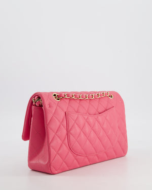 Chanel Medium Classic Double Flap Bag in Hot Pink Caviar Leather with Champagne Gold Hardware