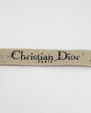 Christian Dior Navy, Cream Oblique Canvas Bag Strap with Silver Studs and Gold Clasps