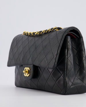 Chanel Vintage Black Medium Classic Double Flap Bag in Lambskin Leather with 24K Gold Hardware