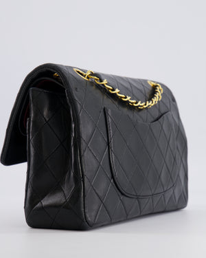 Chanel Vintage Black Medium Classic Double Flap Bag in Lambskin Leather with 24K Gold Hardware