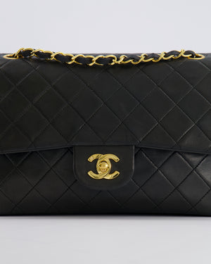 Chanel Vintage Black Medium Classic Double Flap Bag in Lambskin Leather with 24K Gold Hardware