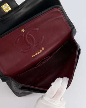 Chanel Vintage Black Medium Classic Double Flap Bag in Lambskin Leather with 24K Gold Hardware