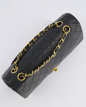 Chanel Vintage Black Medium Classic Double Flap Bag in Lambskin Leather with 24K Gold Hardware