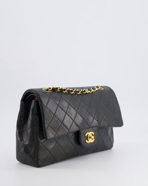 Chanel Vintage Black Medium Classic Double Flap Bag in Lambskin Leather with 24K Gold Hardware