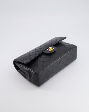 Chanel Vintage Black Medium Classic Double Flap Bag in Lambskin Leather with 24K Gold Hardware