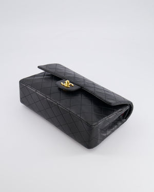 Chanel Vintage Black Medium Classic Double Flap Bag in Lambskin Leather with 24K Gold Hardware