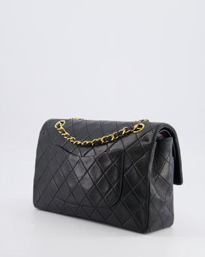 Chanel Vintage Black Medium Classic Double Flap Bag in Lambskin Leather with 24K Gold Hardware