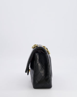 Chanel Vintage Black Medium Classic Double Flap Bag in Lambskin Leather with 24K Gold Hardware