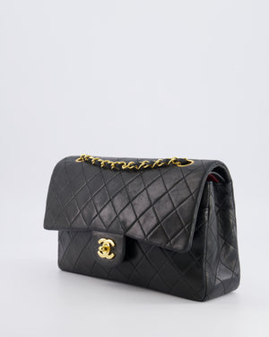 Chanel Vintage Black Medium Classic Double Flap Bag in Lambskin Leather with 24K Gold Hardware