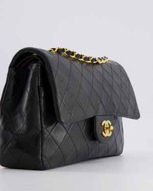 Chanel Vintage Black Medium Classic Double Flap Bag in Lambskin Leather with 24K Gold Hardware