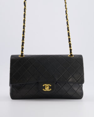 Chanel Vintage Black Medium Classic Double Flap Bag in Lambskin Leather with 24K Gold Hardware