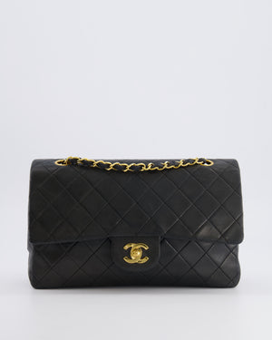 Chanel Vintage Black Medium Classic Double Flap Bag in Lambskin Leather with 24K Gold Hardware