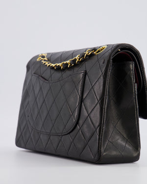 Chanel Vintage Black Medium Classic Double Flap Bag in Lambskin Leather with 24K Gold Hardware