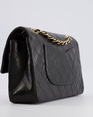 Chanel Vintage Black Medium Classic Double Flap Bag in Lambskin Leather with 24K Gold Hardware